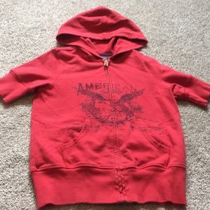 Light sweat shirt material short sleeve jacket